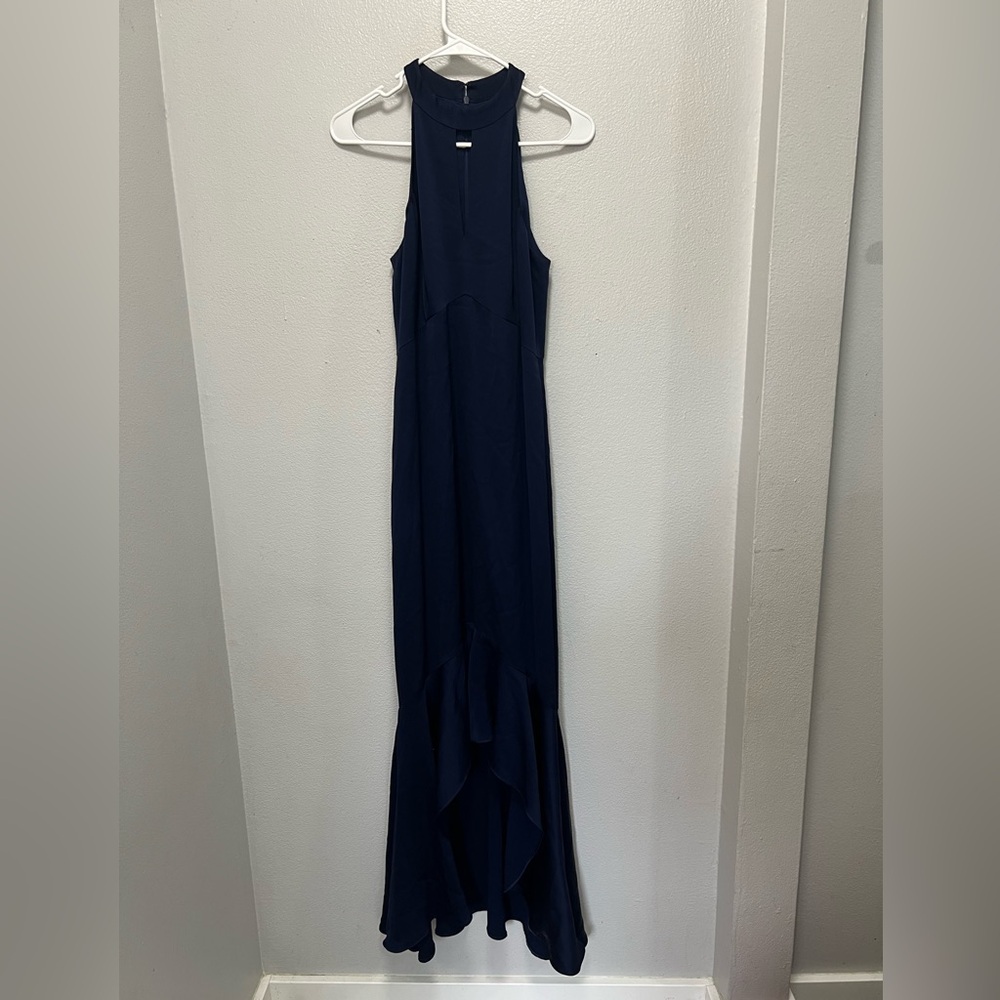 Shoshanna Midnight Blue High neck High Low Dress